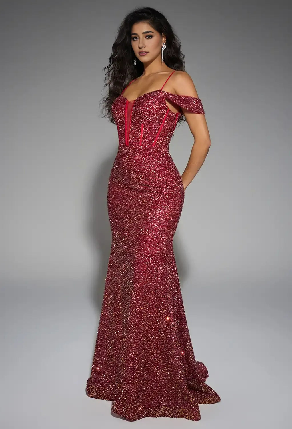 Mermaid Sweetheart Neckline Spaghetti Straps Floor Length Prom Dresses Sequin Sleeveless Corset Glamorous Glitter Evening Dresses