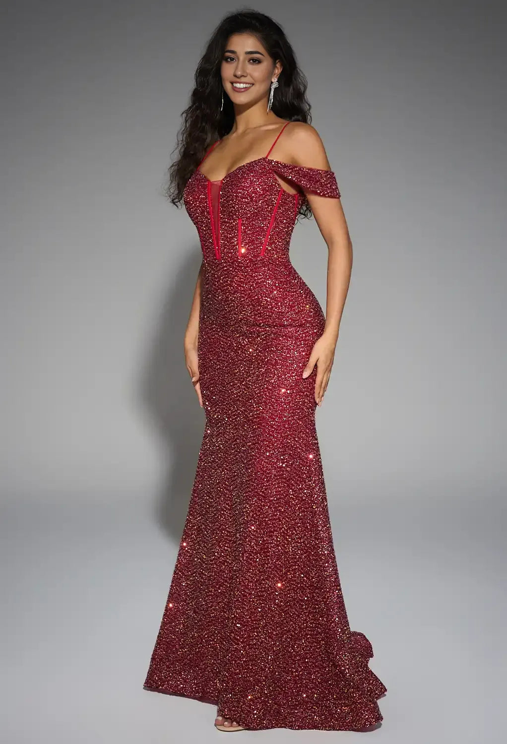 Mermaid Sweetheart Neckline Spaghetti Straps Floor Length Prom Dresses Sequin Sleeveless Corset Glamorous Glitter Evening Dresses