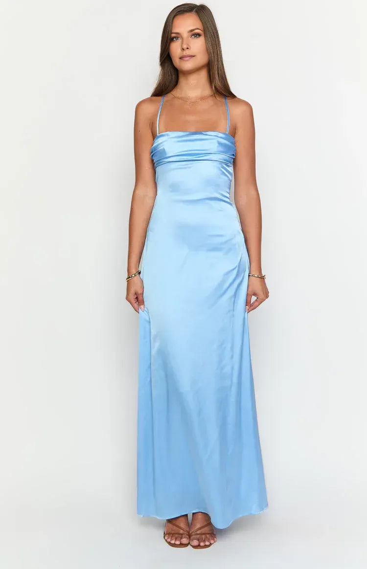 Spaghetti Straps Square Neck Long Graduation Party Dresses Backless Sleeveless Pleats Affordable Strapless Prom Dresses