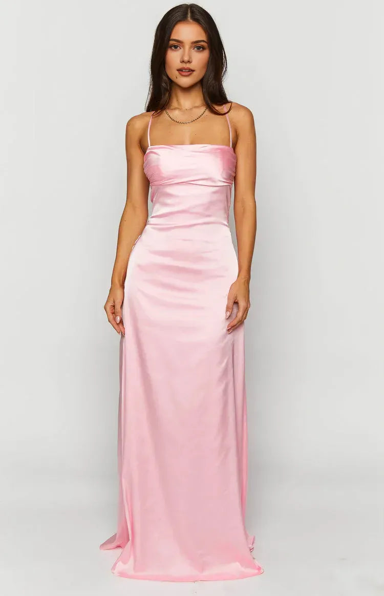 Spaghetti Straps Square Neck Long Graduation Party Dresses Backless Sleeveless Pleats Affordable Strapless Prom Dresses