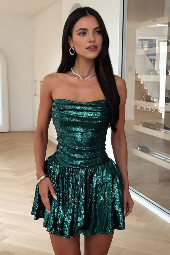 Sparkle A-Line Sweetheart Sleeveless Sequins Lace Up Short-Mini Homecoming Dress