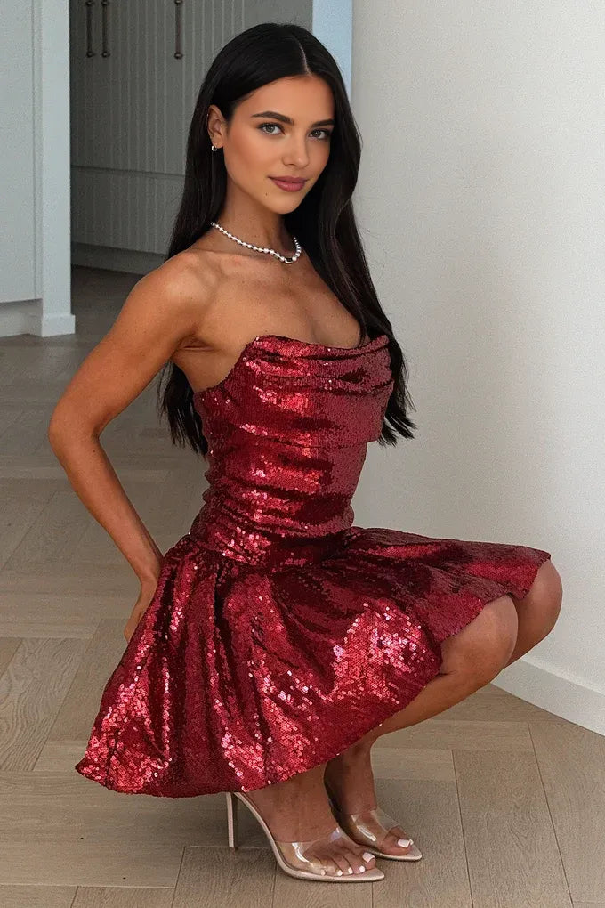 Sparkle A-Line Sweetheart Sleeveless Sequins Lace Up Short-Mini Homecoming Dress