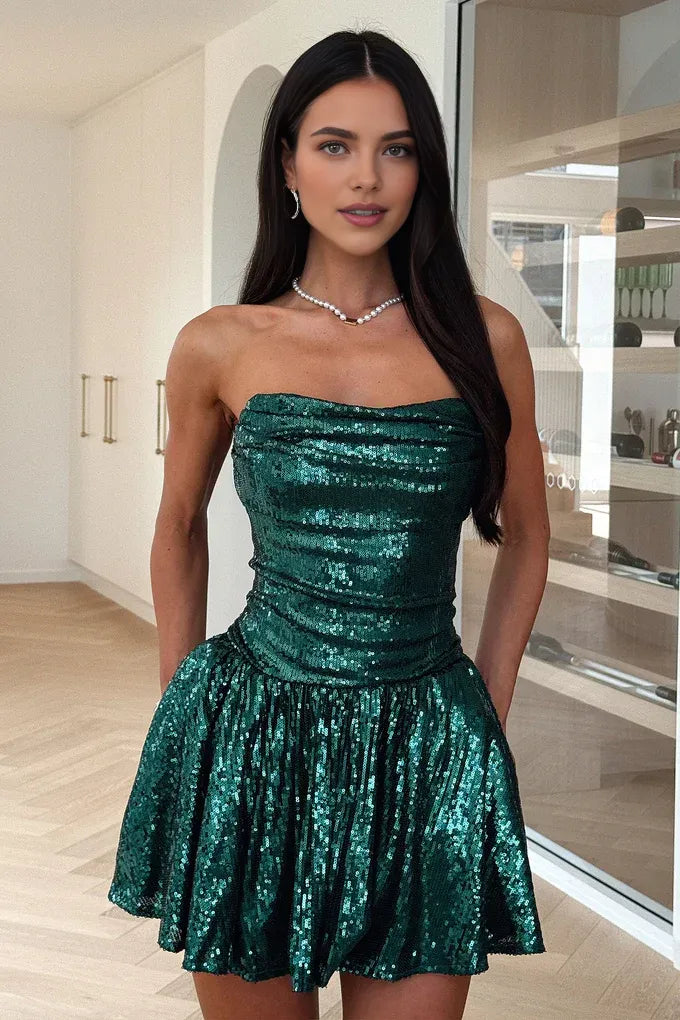 Sparkle A-Line Sweetheart Sleeveless Sequins Lace Up Short-Mini Homecoming Dress