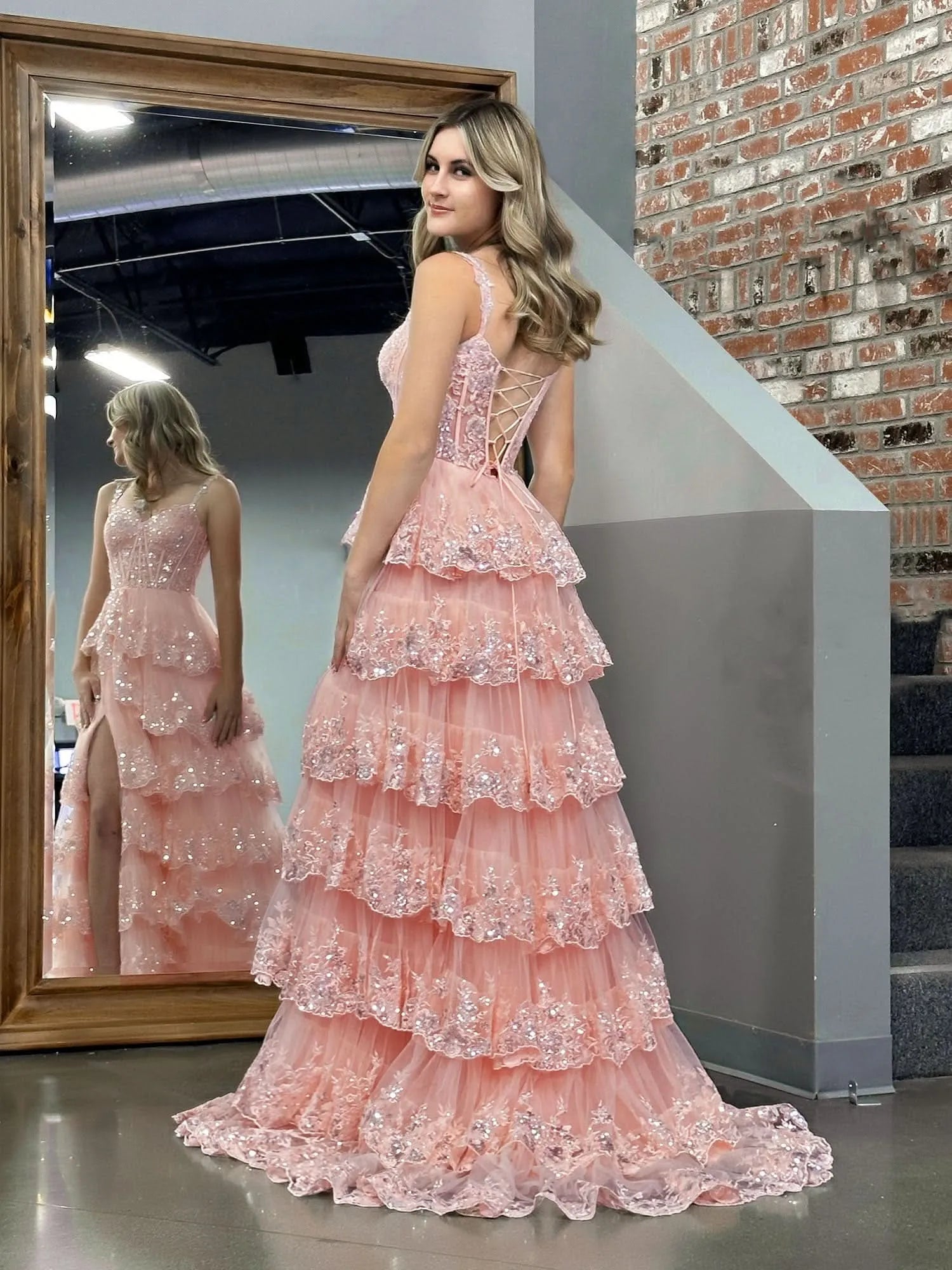 Sparkle Off-the-Shoulder Sleeveless A-Line Tulle Ruffles Long Prom Dress