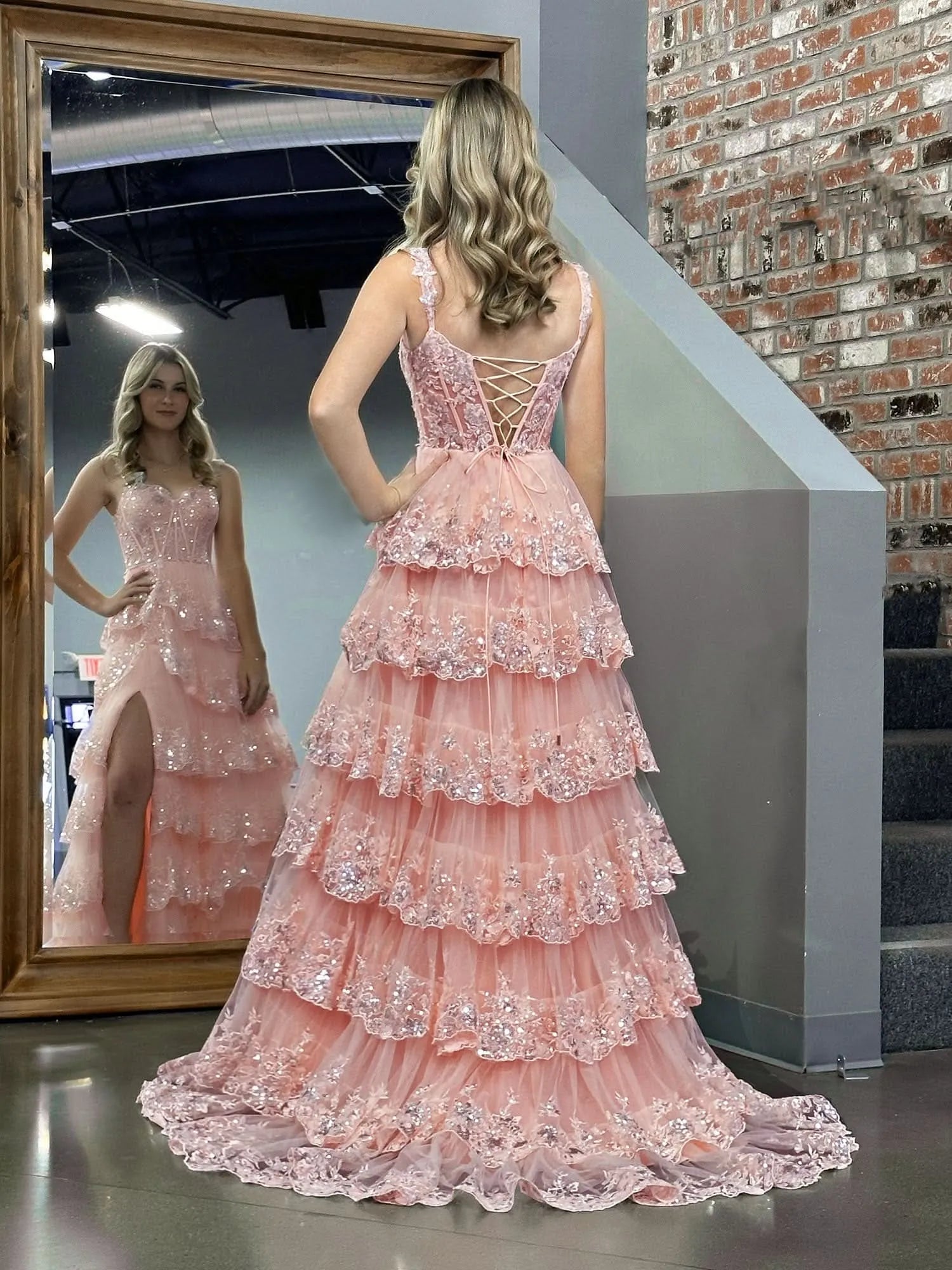 Sparkle Off-the-Shoulder Sleeveless A-Line Tulle Ruffles Long Prom Dress