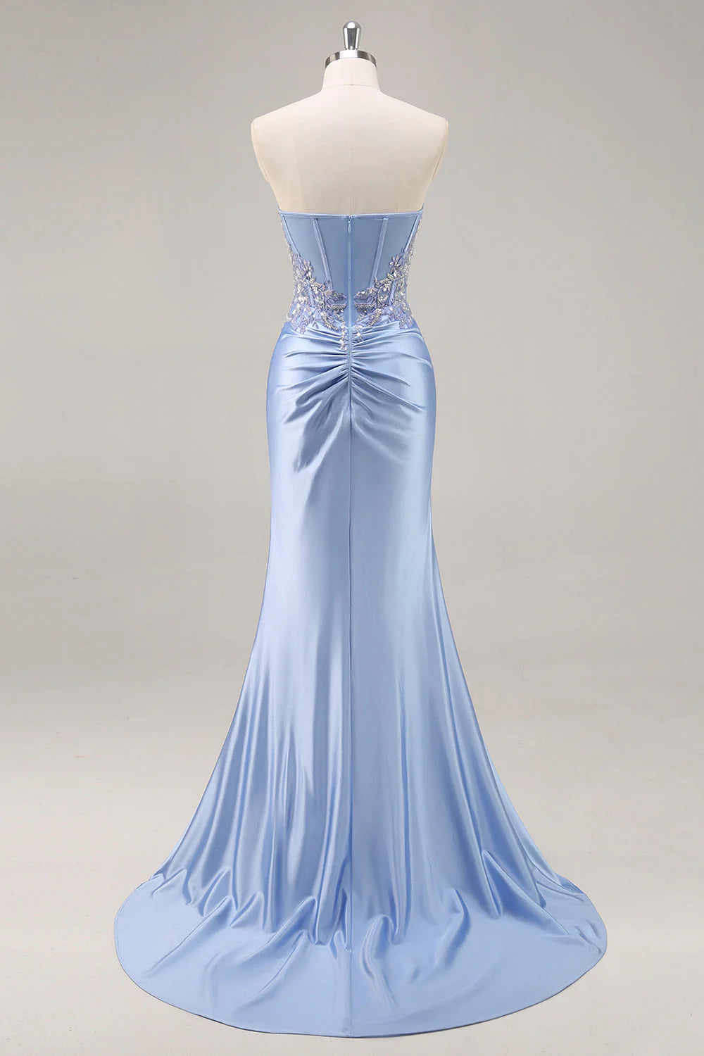 Sparkly Mermaid/Trumpet Corset Sleeveless Satin Sweep Train Prom Dress