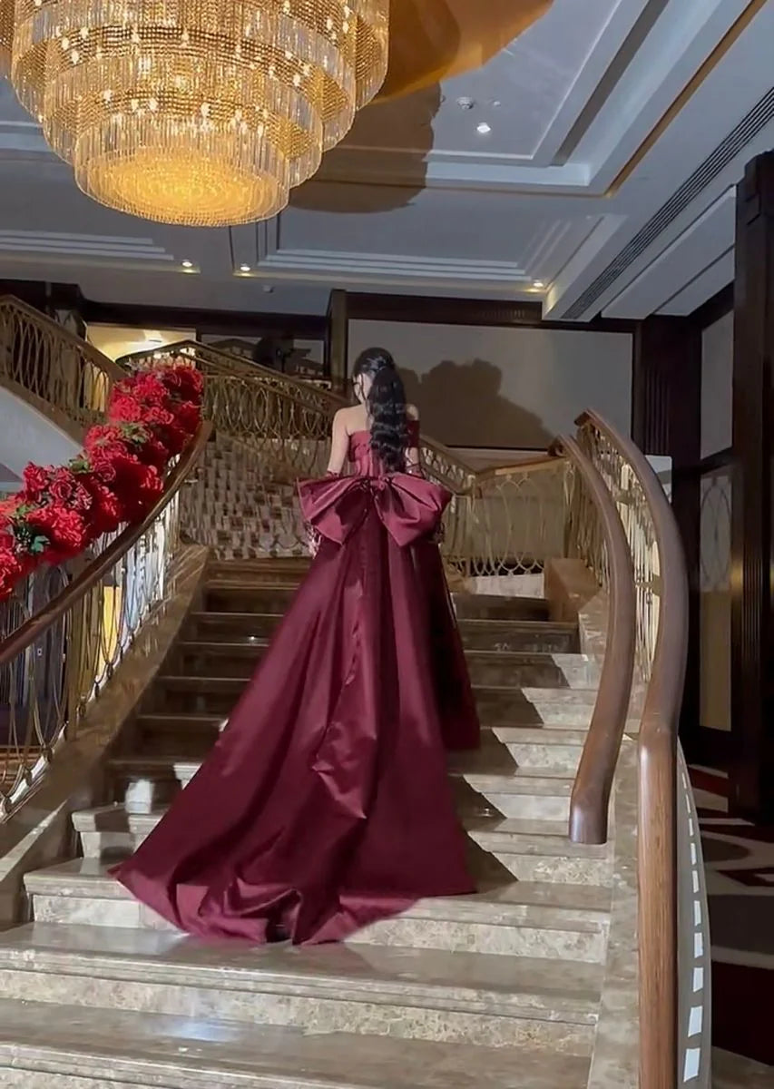 Sparkly Sheath Off-The-Shoulder Sleeveless Slit Satin Floor-Length Prom Dress
