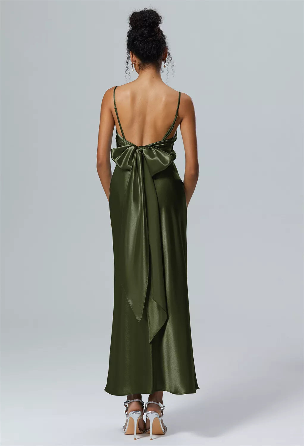 Mermaid Square Neckline Ankle Length Sleeveless Pleat Prom Dresses Spaghetti Straps Hot Sale Long Evening Dresses With Bow