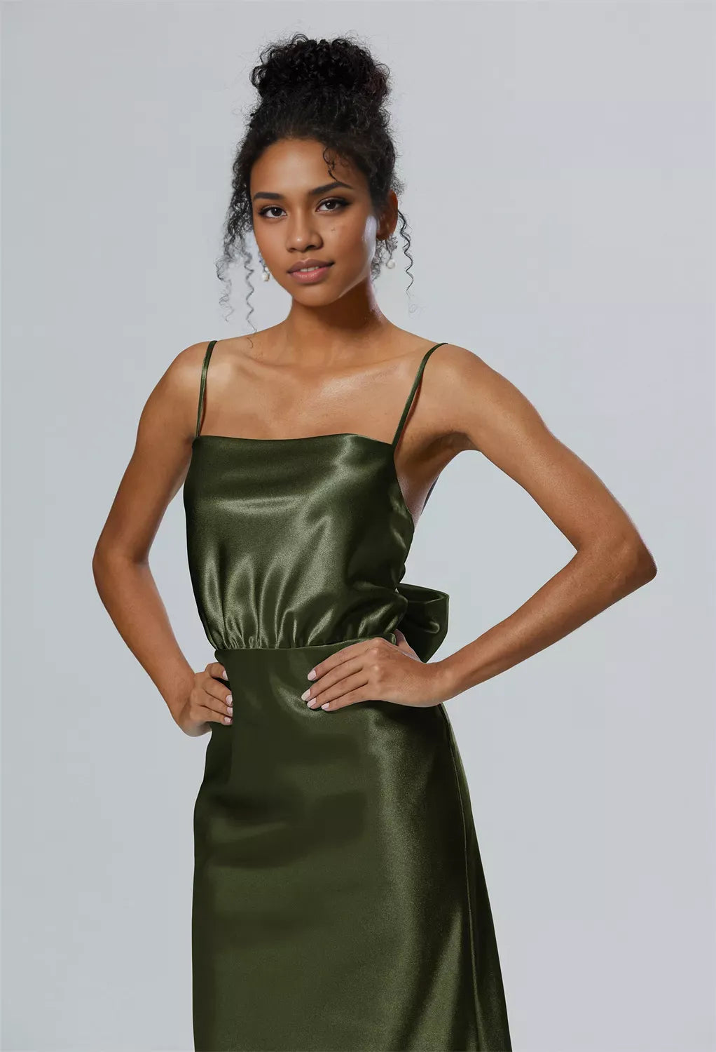 Mermaid Square Neckline Ankle Length Sleeveless Pleat Prom Dresses Spaghetti Straps Hot Sale Long Evening Dresses With Bow