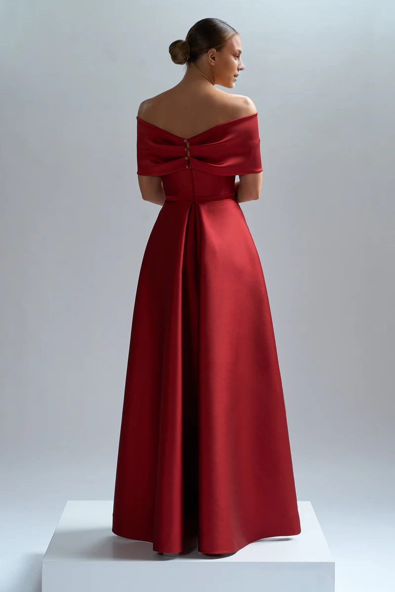 Stores With Prom Dresses A-line Long Evening Prom Dress Off-the-shoulder With Bow Formal Wear Dresses