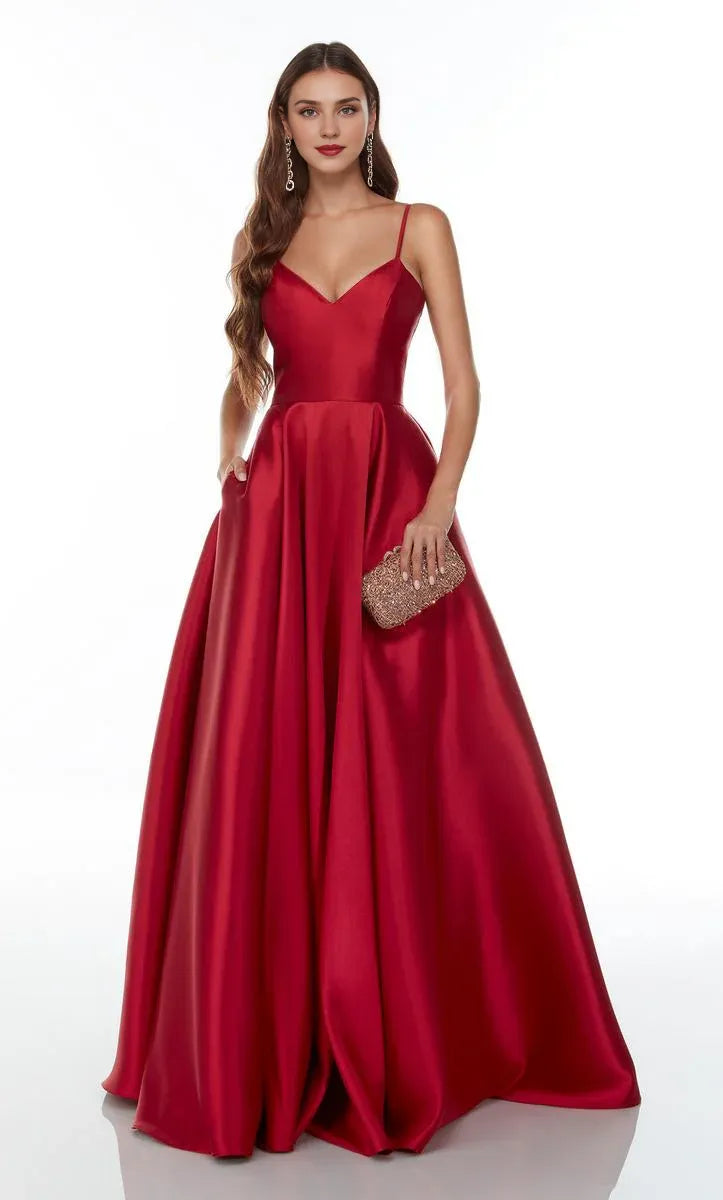Stores With Prom Dresses A-line Spaghetti Straps V Neck Floor Length Backless Prom Dress Formal Women's Dresses