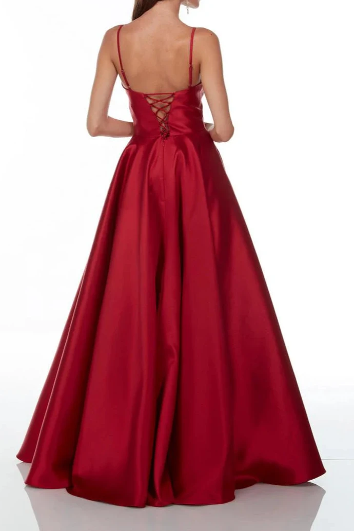 Stores With Prom Dresses A-line Spaghetti Straps V Neck Floor Length Backless Prom Dress Formal Women's Dresses