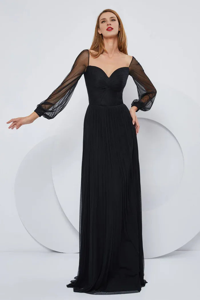 Stores With Prom Dresses Elegant Sweetheart Square Neck Long Sleeves A-line Prom Gown Floor Length Formal Wear Dresses