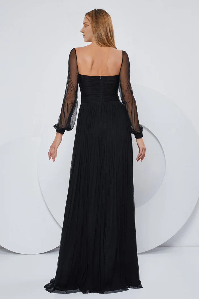 Stores With Prom Dresses Elegant Sweetheart Square Neck Long Sleeves A-line Prom Gown Floor Length Formal Wear Dresses