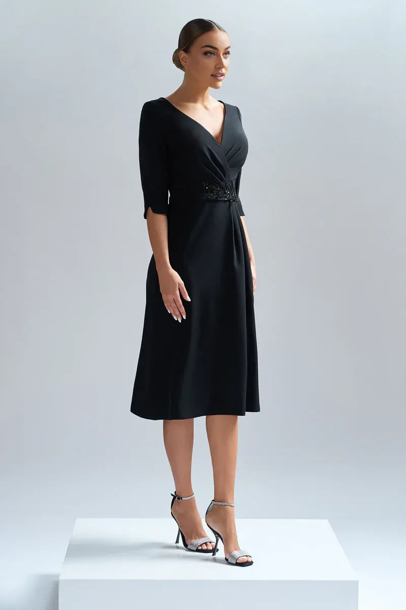 Stores With Prom Dresses Lace With Embroidery V Neck Short Sleeves Tea-length Cocktail Dress Prom Dress Formal Gown Formal Wear Dresses