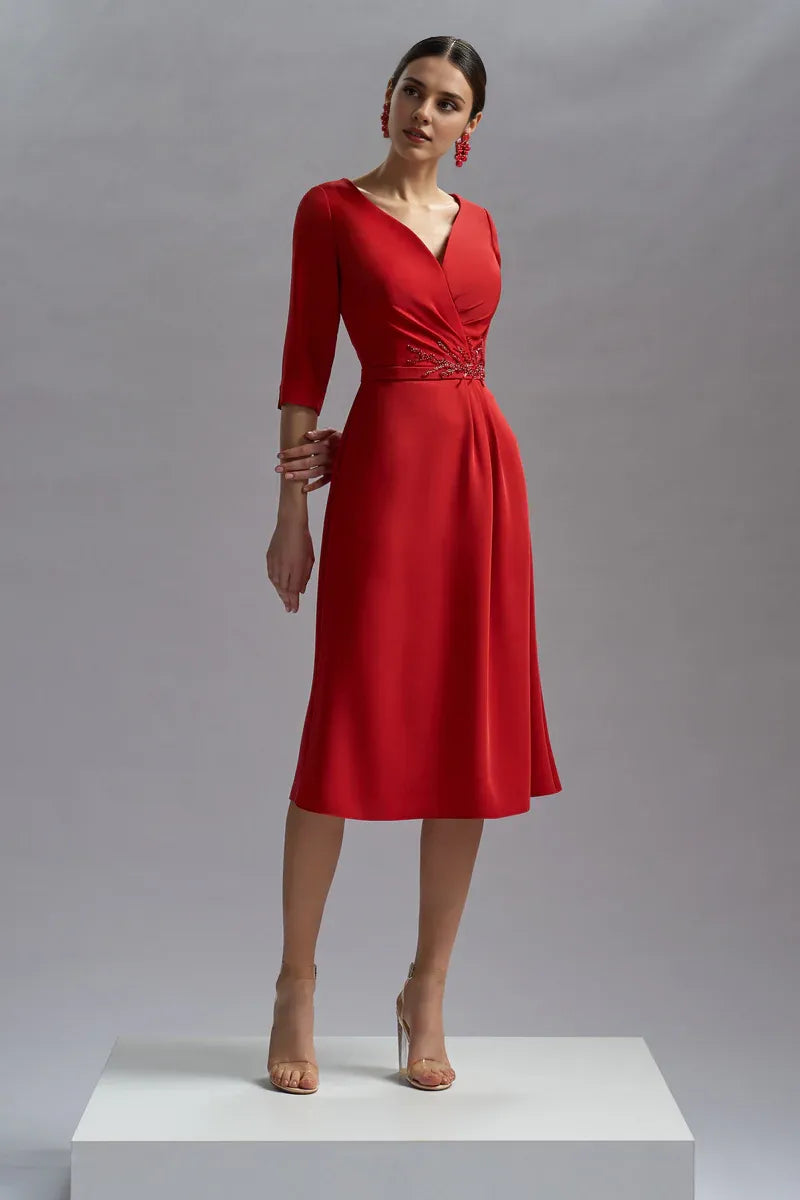 Stores With Prom Dresses Lace With Embroidery V Neck Short Sleeves Tea-length Cocktail Dress Prom Dress Formal Gown Formal Wear Dresses