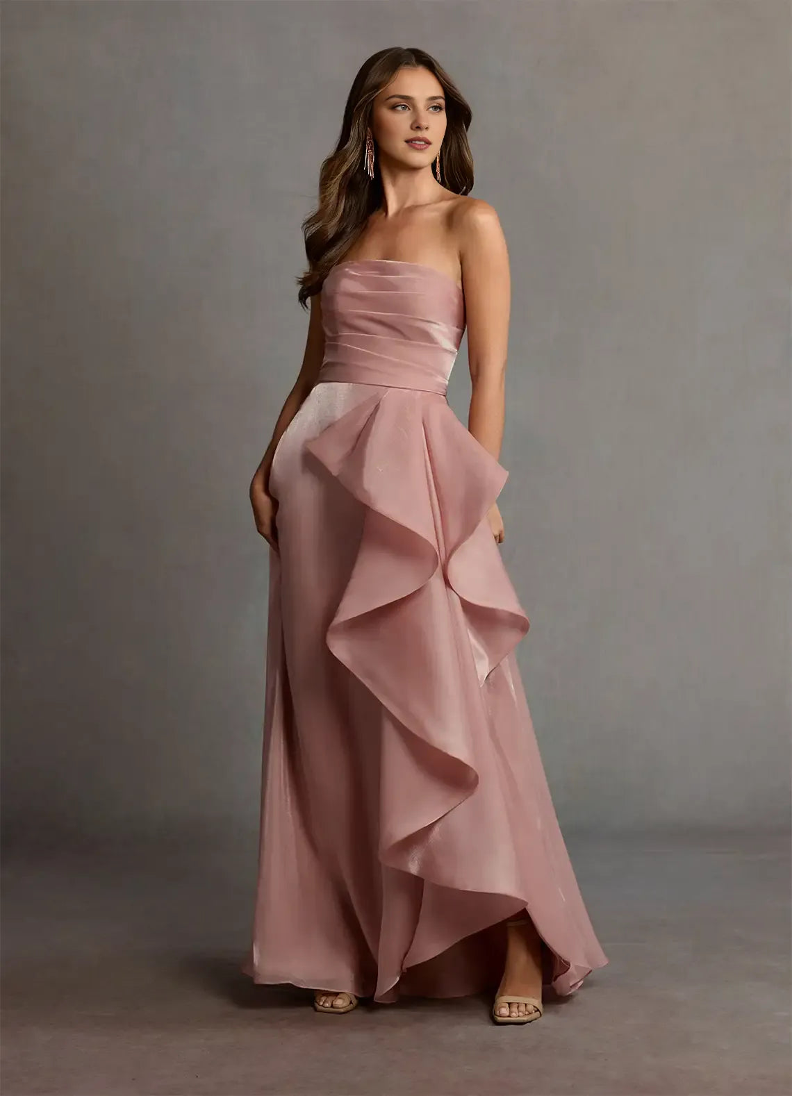 Stores With Prom Dresses Off-the-Shoulder Strapless Sleeveless Prom Dress Ruffle Formal Wear Dresses