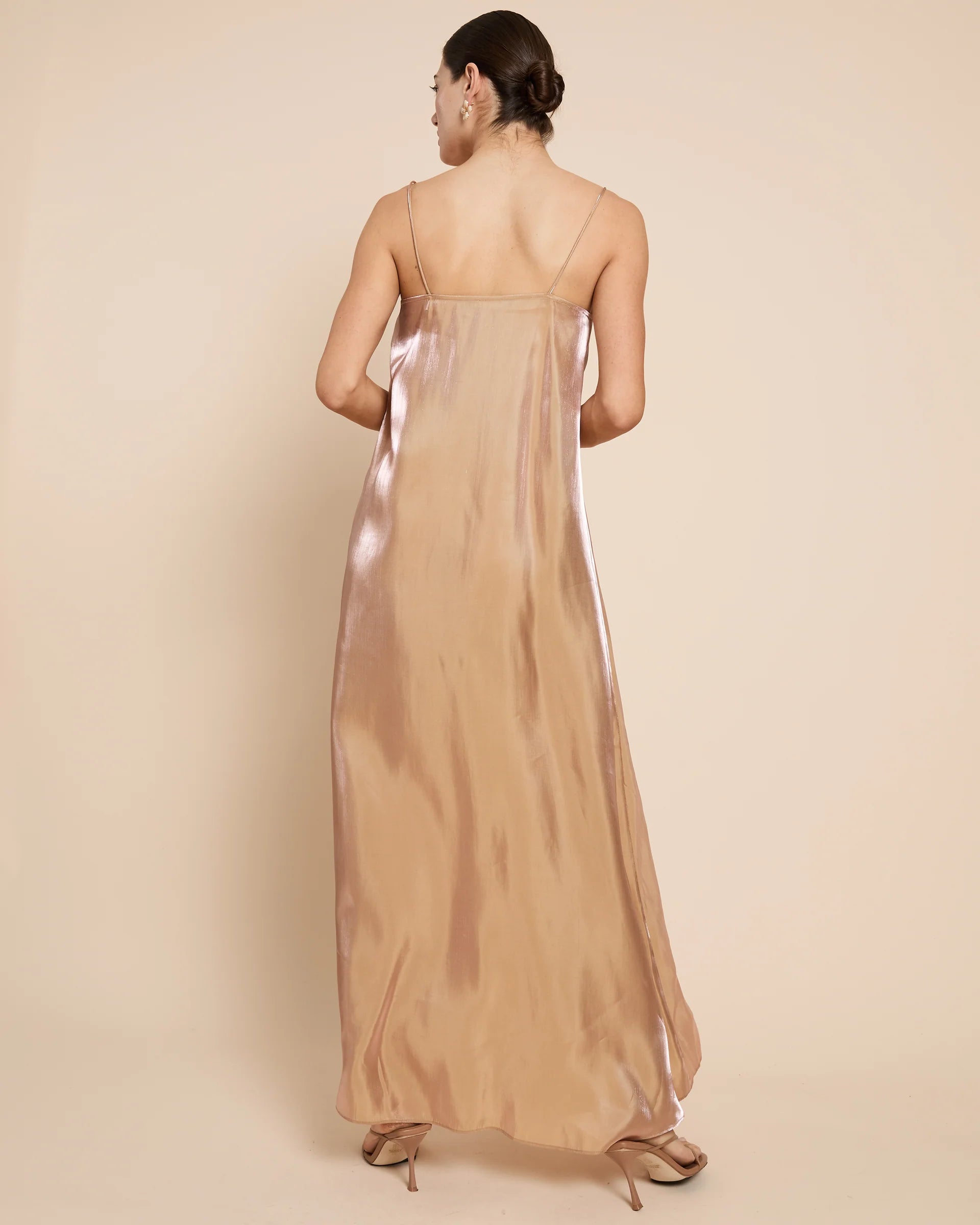 Weitese Dress Minimalist Straight Tube Floor-Length Sleeveless Party Dresses Square Neck Satin Solid Color Open Back Evening Dress