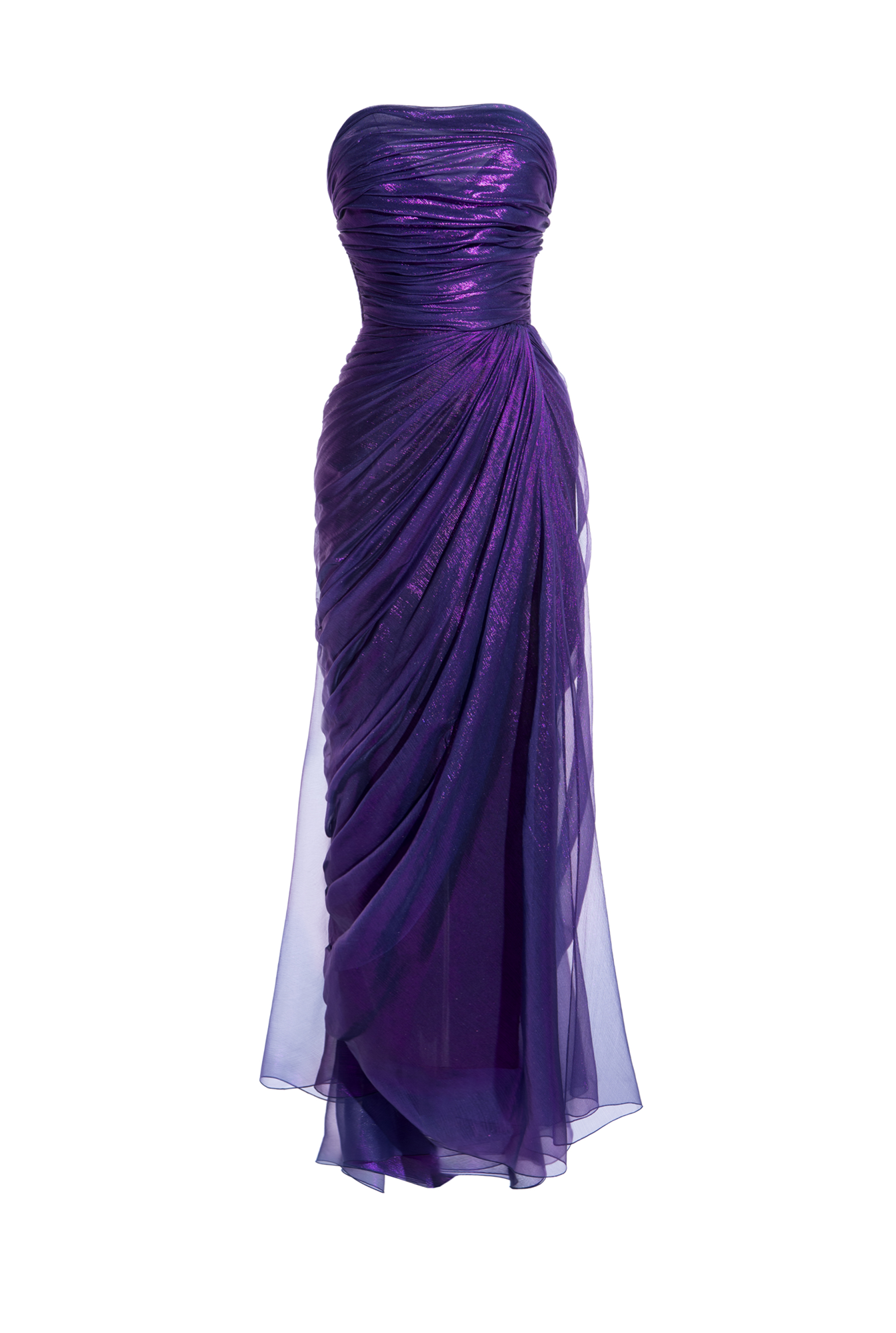 Weitese Prom Dress In Store Strapless A-line Midnight Orchid Sleeveless Evening Dress Strapless Backless Pleated With Slit Dresses Evening Wear