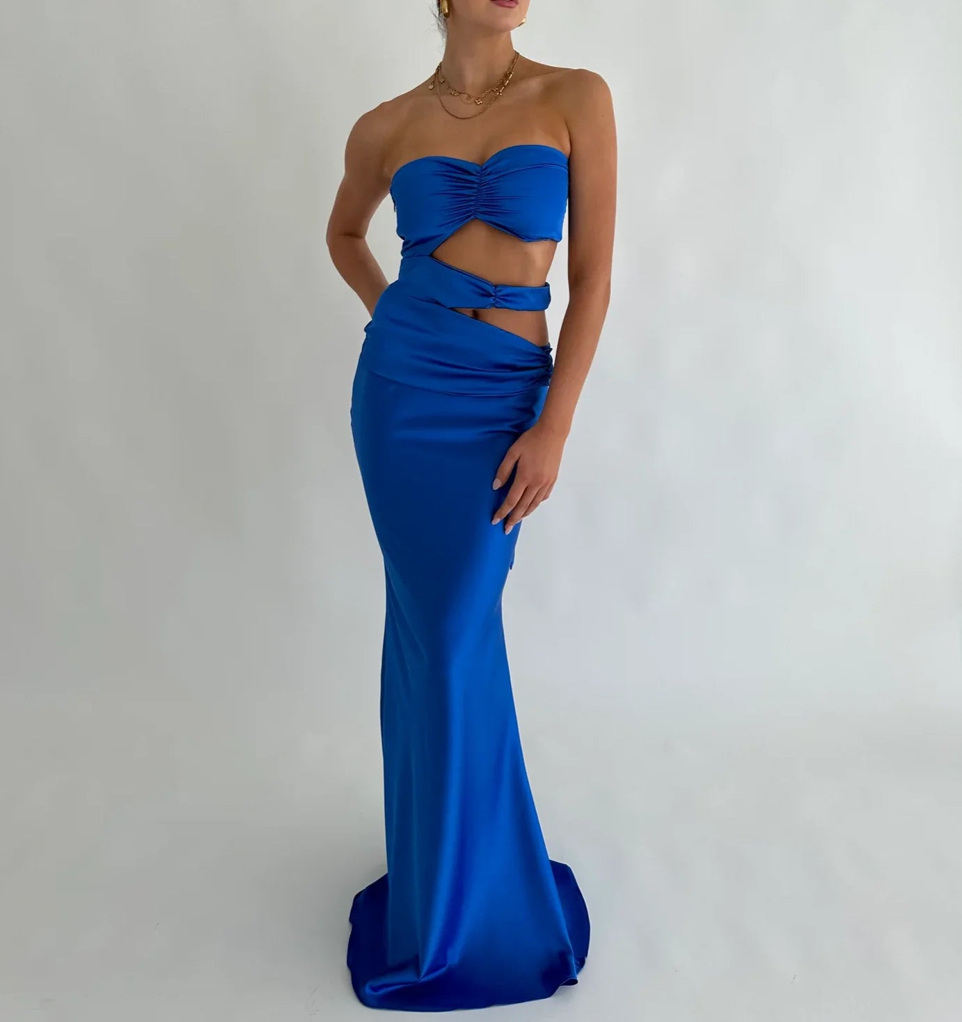 Robe de bal Weitese, robes de soirée noires sans bretelles en satin, élégantes, simples et longues 