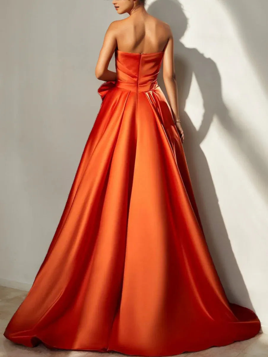 Prom Dresses Stores A-Line/Princess Strapless Sweetheart Floor-Length Prom Evening Dresses With Ruched & Split Side Formal Women's Dresses