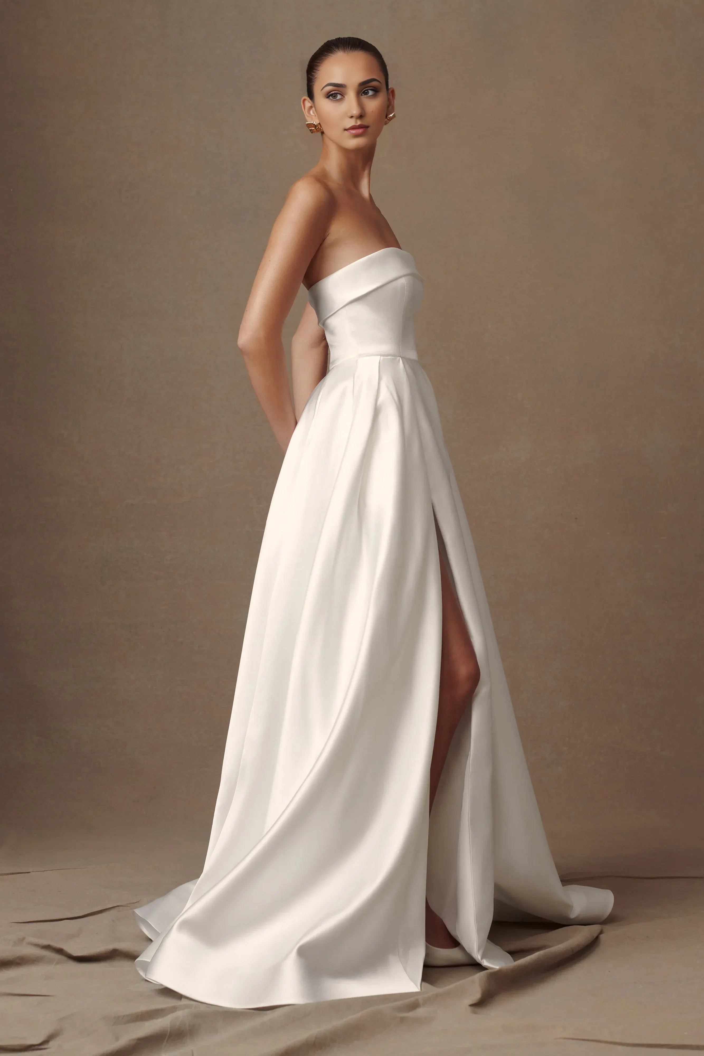 Strapless Wedding Gown Custom A Line Dresses For Wedding Classy Wedding Dresses For Formal Weddings With Slit