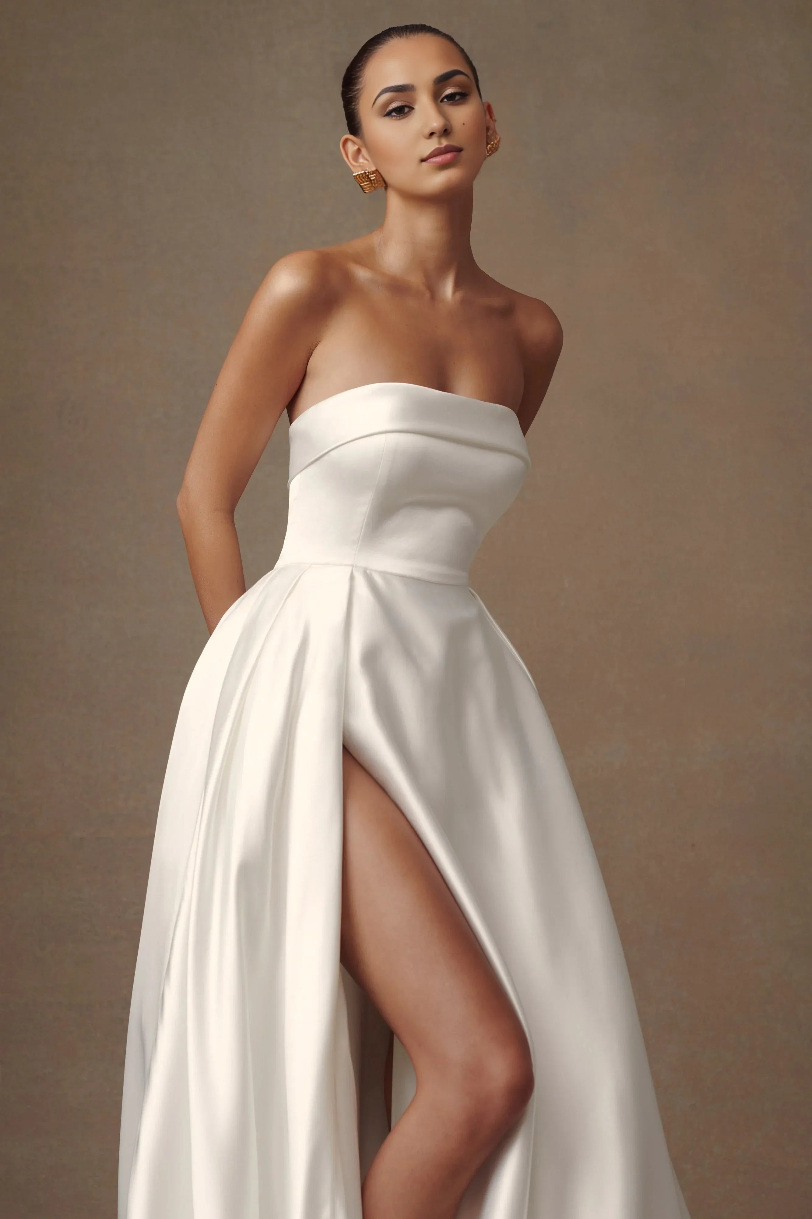 Strapless Wedding Gown Custom A Line Dresses For Wedding Classy Wedding Dresses For Formal Weddings With Slit