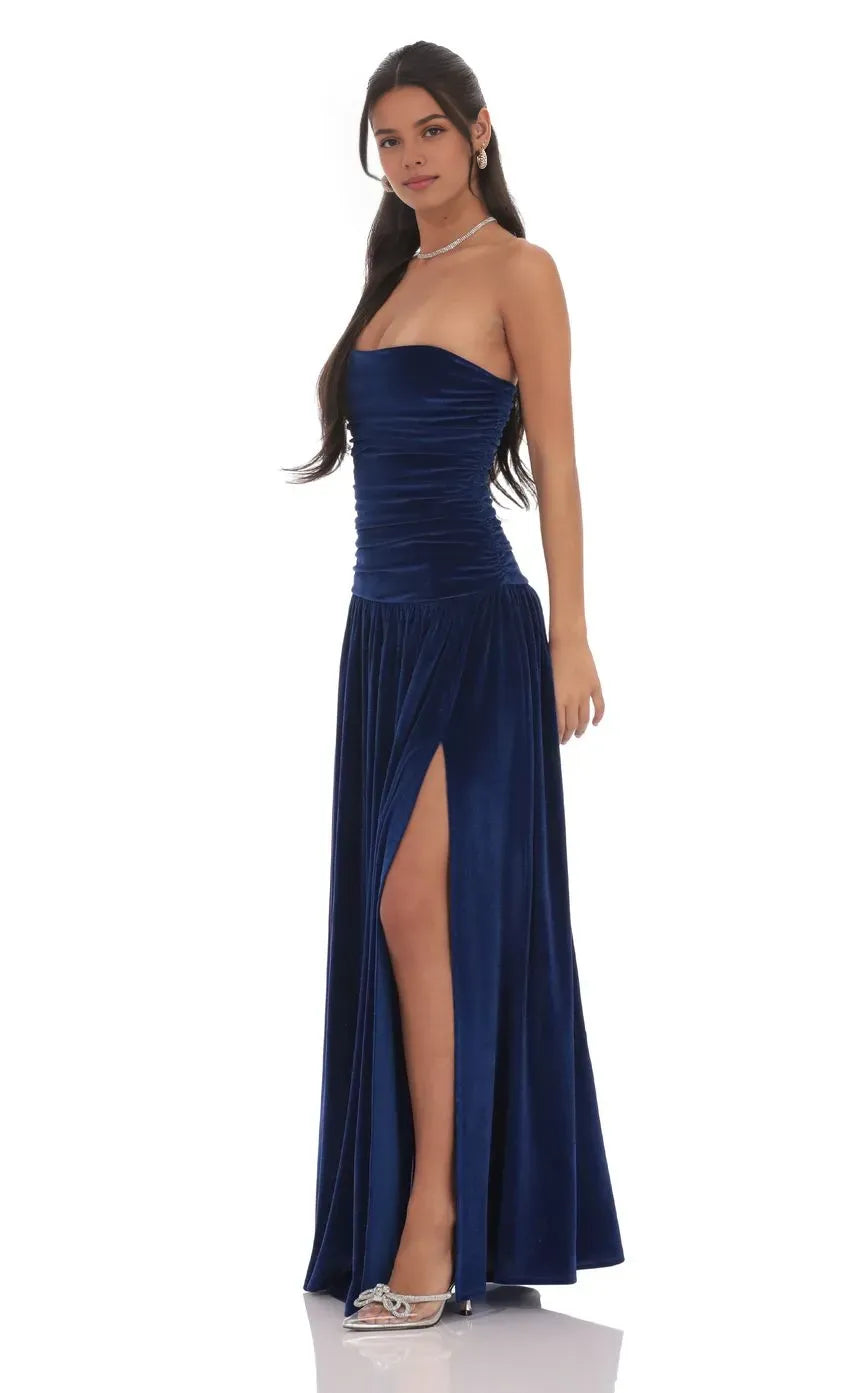 Stunner A-Line/Princess Strapless Neck Sleeveless Zipper Up Floor-Length Prom Dress