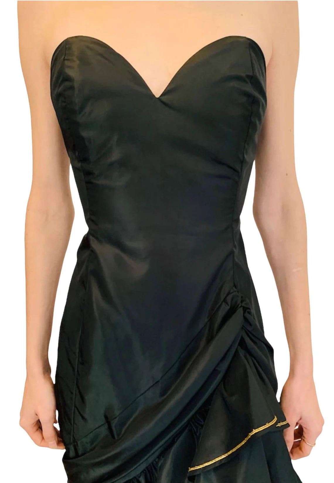 Superbe robe de soirée de demoiselle d'honneur à volants, coupe trapèze, épaules dénudées, plissée, sans manches 