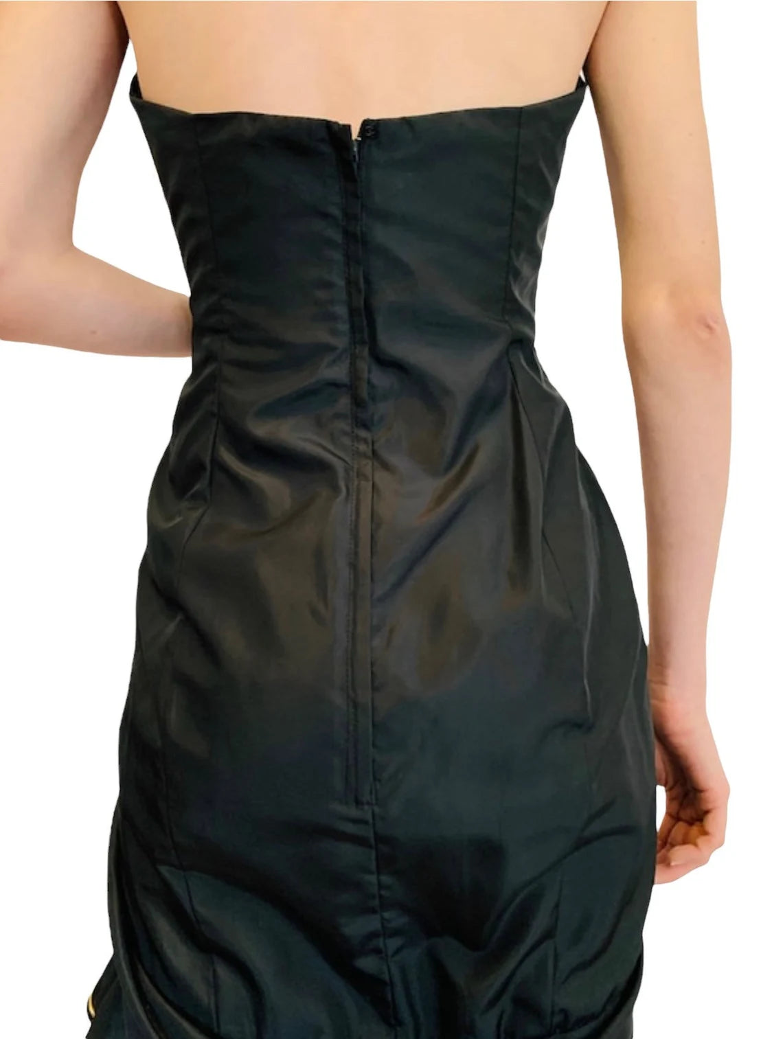 Superbe robe de soirée de demoiselle d'honneur à volants, coupe trapèze, épaules dénudées, plissée, sans manches 