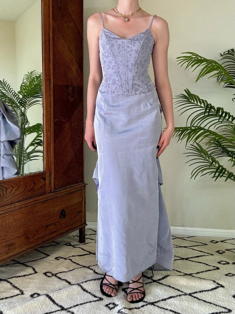 Impresionante vestido de fiesta de graduación sin mangas con corte A, estilo sirena, hombros descubiertos, volantes y tirantes finos 