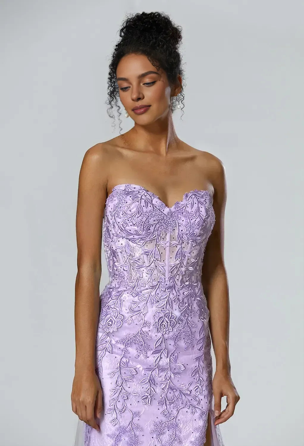 Stunning Mermaid Sweetheart Neck Sleeveless Pleated Lace Floor Length Prom Dress