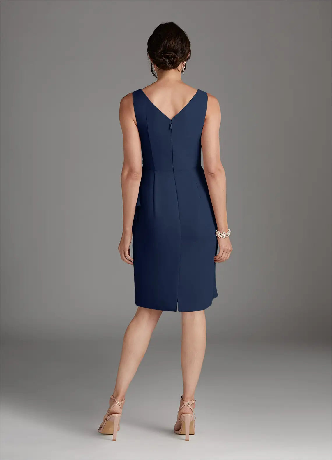 Stylish Sheath V-Neck Sleeveless V Back Knee-Length Mother of the Bride Dress