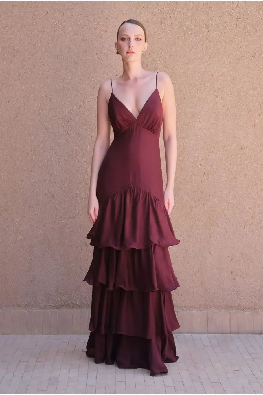 Stylish Spaghetti Straps Sleeveless Mermaid Layered Floor-Length Party Dress