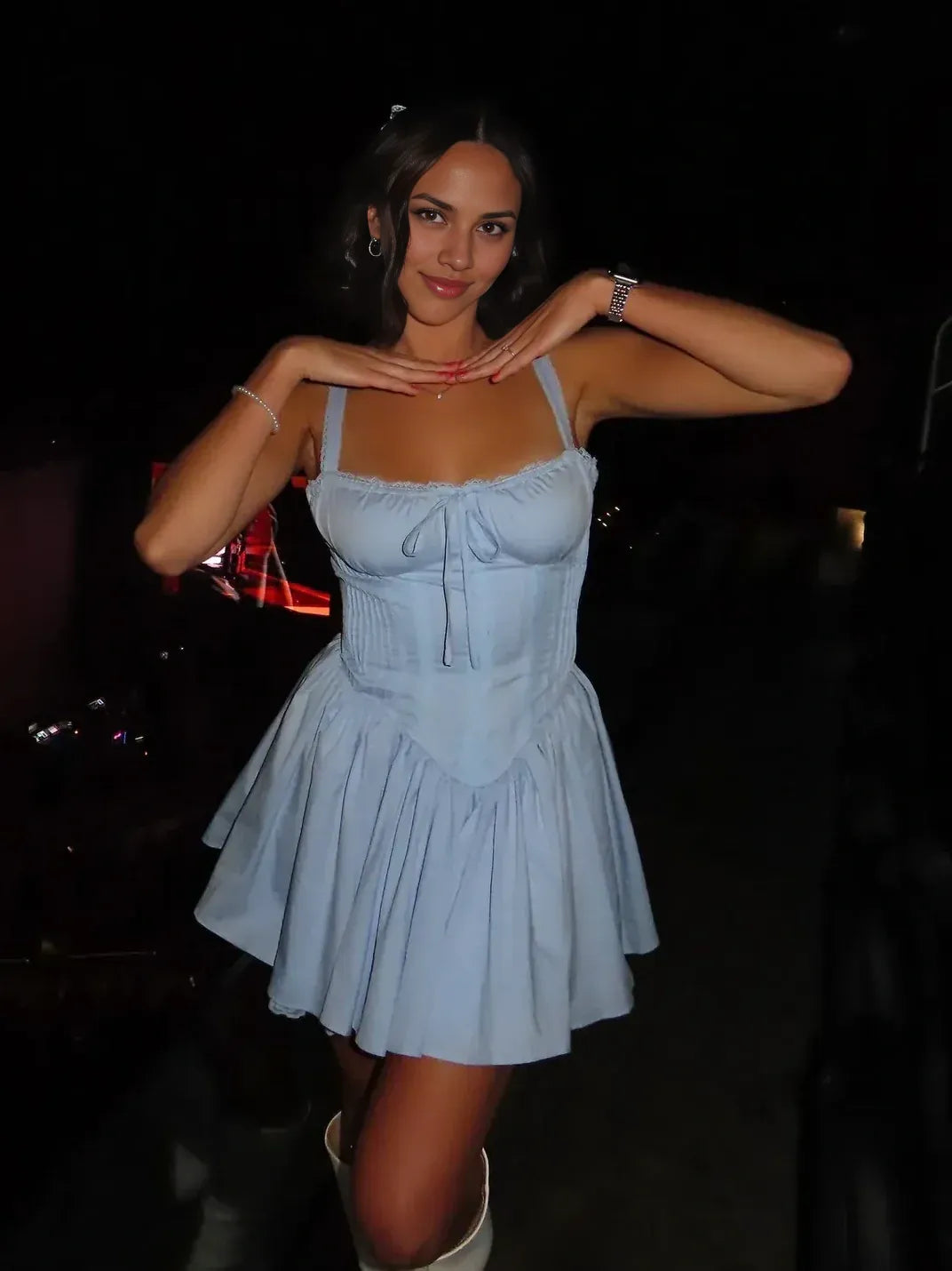 Stylish A-Line/Princess Square Neck Sleeveless Lace Up Short-Mini Homecoming Dress