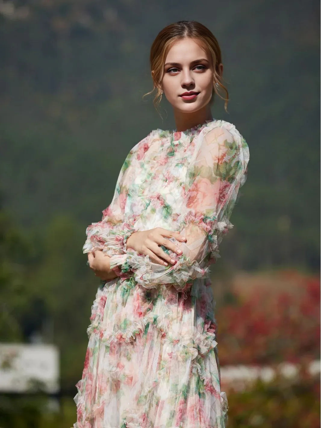 Sweet A-line Sweetheart Neck Puffy Sleeve Zipper Up Floor-Length Prom Dress