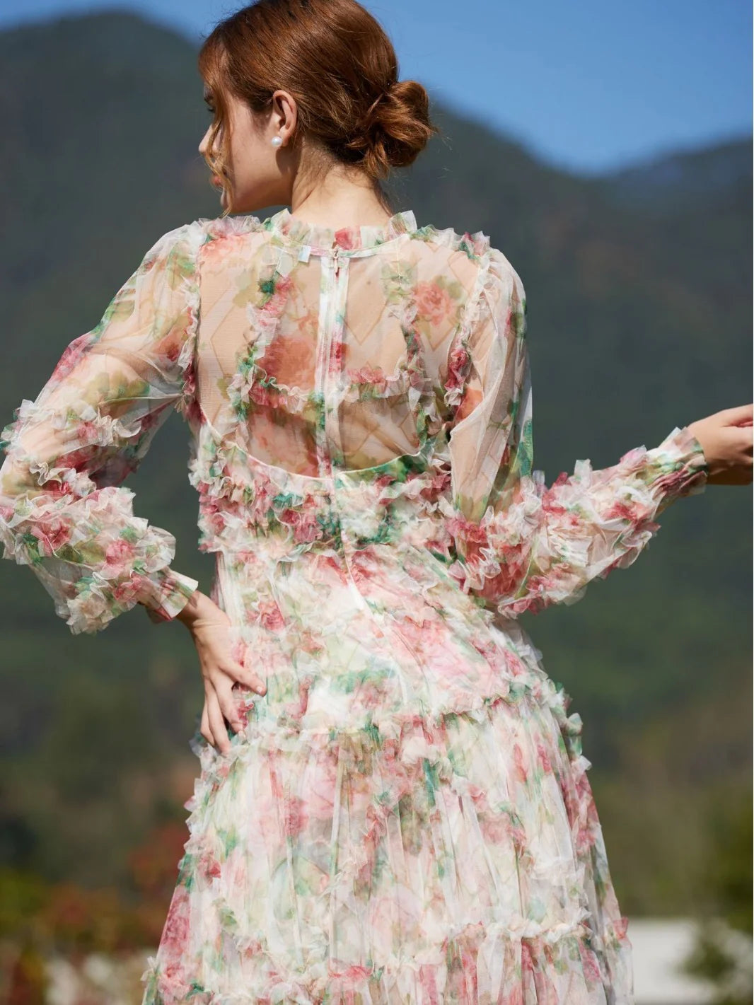 Sweet A-line Sweetheart Neck Puffy Sleeve Zipper Up Floor-Length Prom Dress