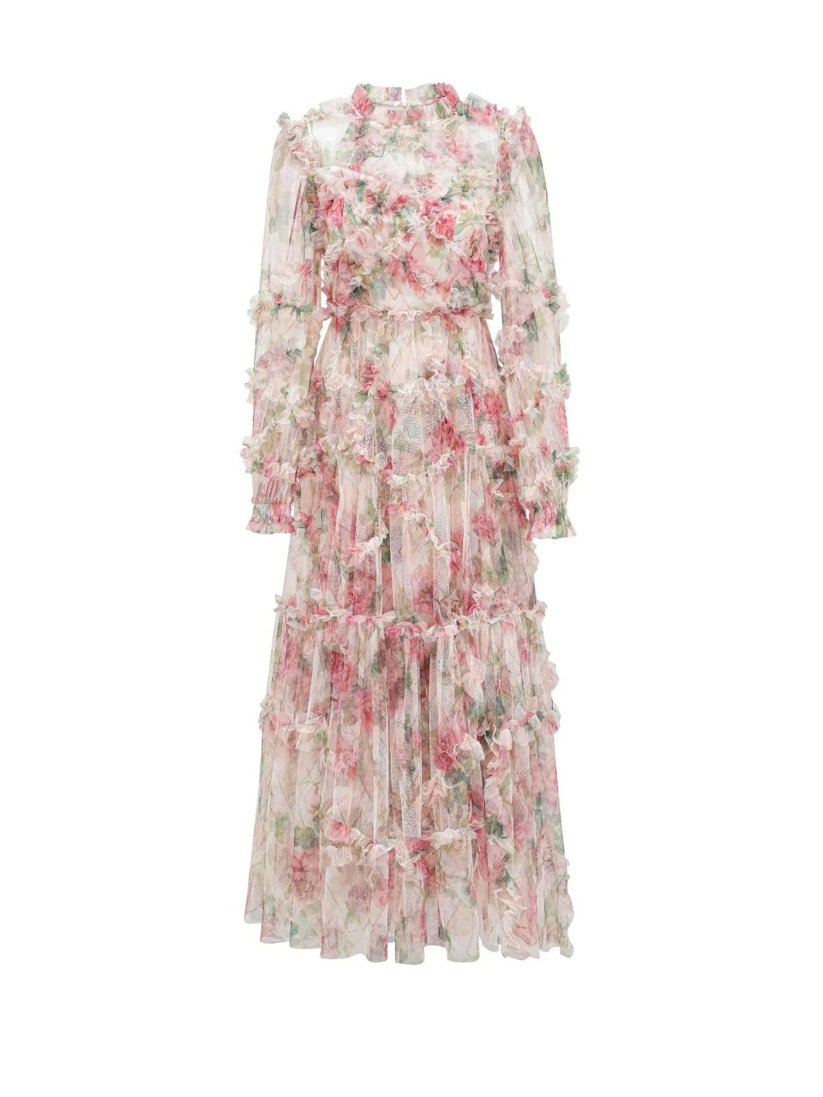 Sweet A-line Sweetheart Neck Puffy Sleeve Zipper Up Floor-Length Prom Dress