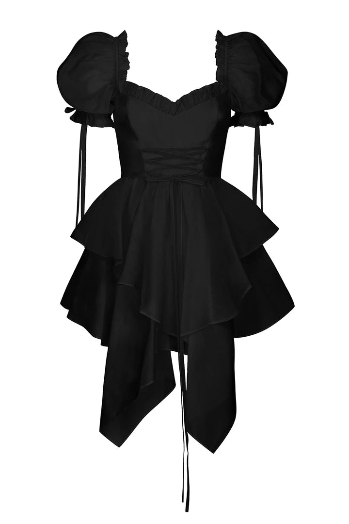 Sweet And Spicy Style Sweetheart Collar Lantern Sleeves Irregular Hem Homecoming Dress