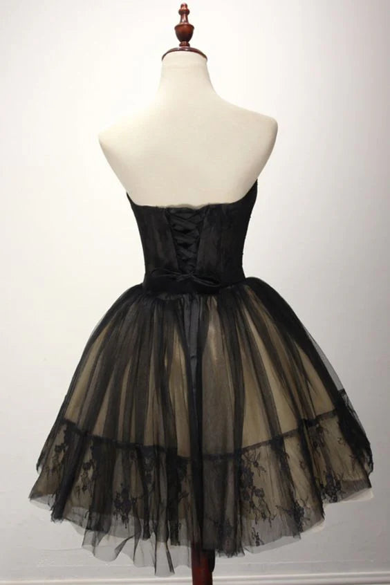 Robe de bal Weitese, robes de soirée noires en tulle et dentelle, coupe trapèze 
