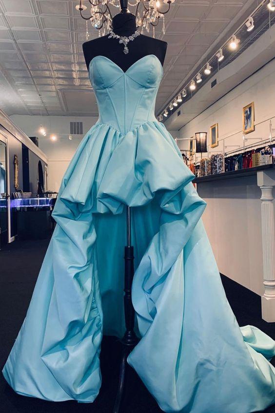 Weitese Formal Wear Dresses Blue High Low Prom Dress With Sweetheart Neckline Dresses Formal