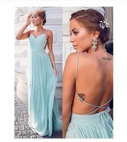 Weitese Formal Women's Dresses Chiffon Backless Sexy Sweetheart Prom Dress Long Evening Dresses Prom Dress Store