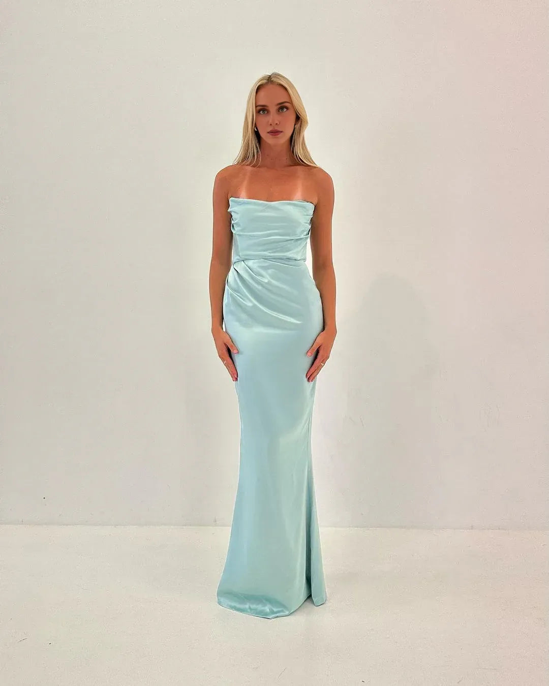 Weitese Formal Women's Dresses Tiffany Blue Strapless Sheath Long Prom Dress Prom Dresses Stores