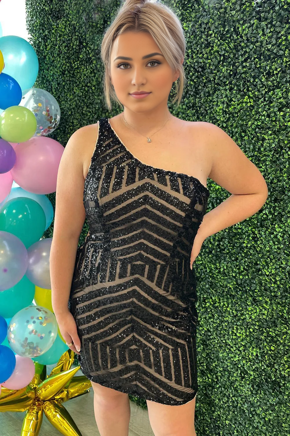 Weitese Prom Dress Store Fuchsia One Shoulder Sequins Tight Short Homecoming Dress Formal Women's Dresses