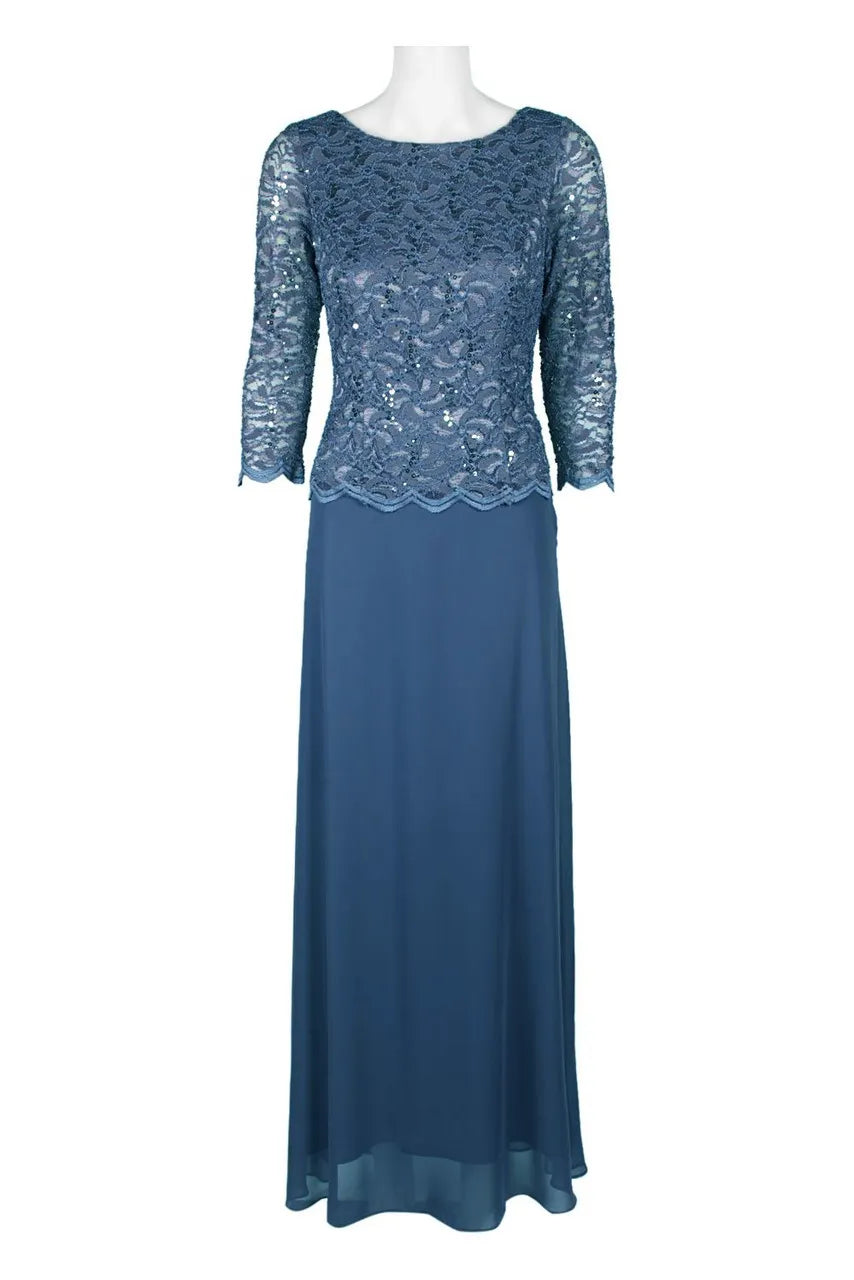 Trendy A-Line Boat Neck Long Sleeve Zipper Up Floor-Length Mother of the Bride Dress