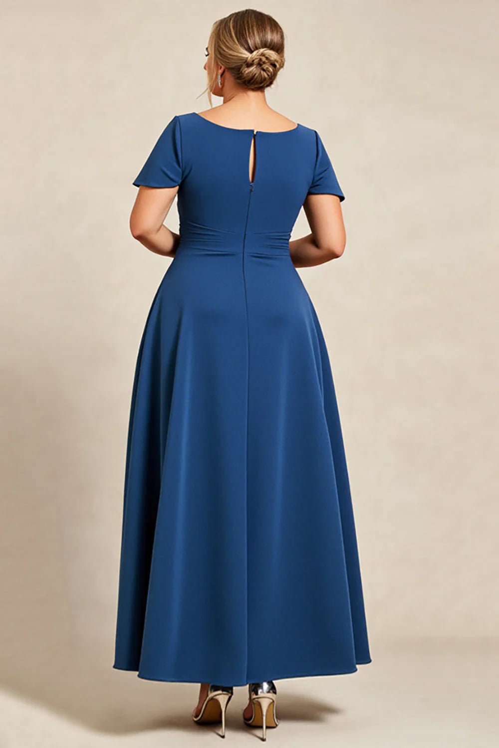 Trendy A-Line Square Neck Cap Sleeve Keyhole Floor-Length Plus Size Mother of the Bride Dress