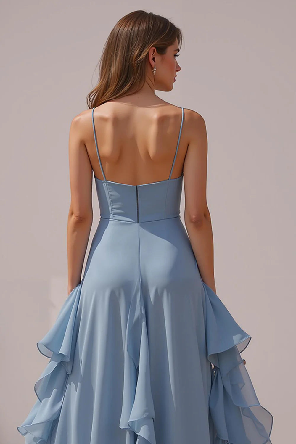 Trendy A Line V-Neck Sleeveless Backless Floor-Length Prom Dress