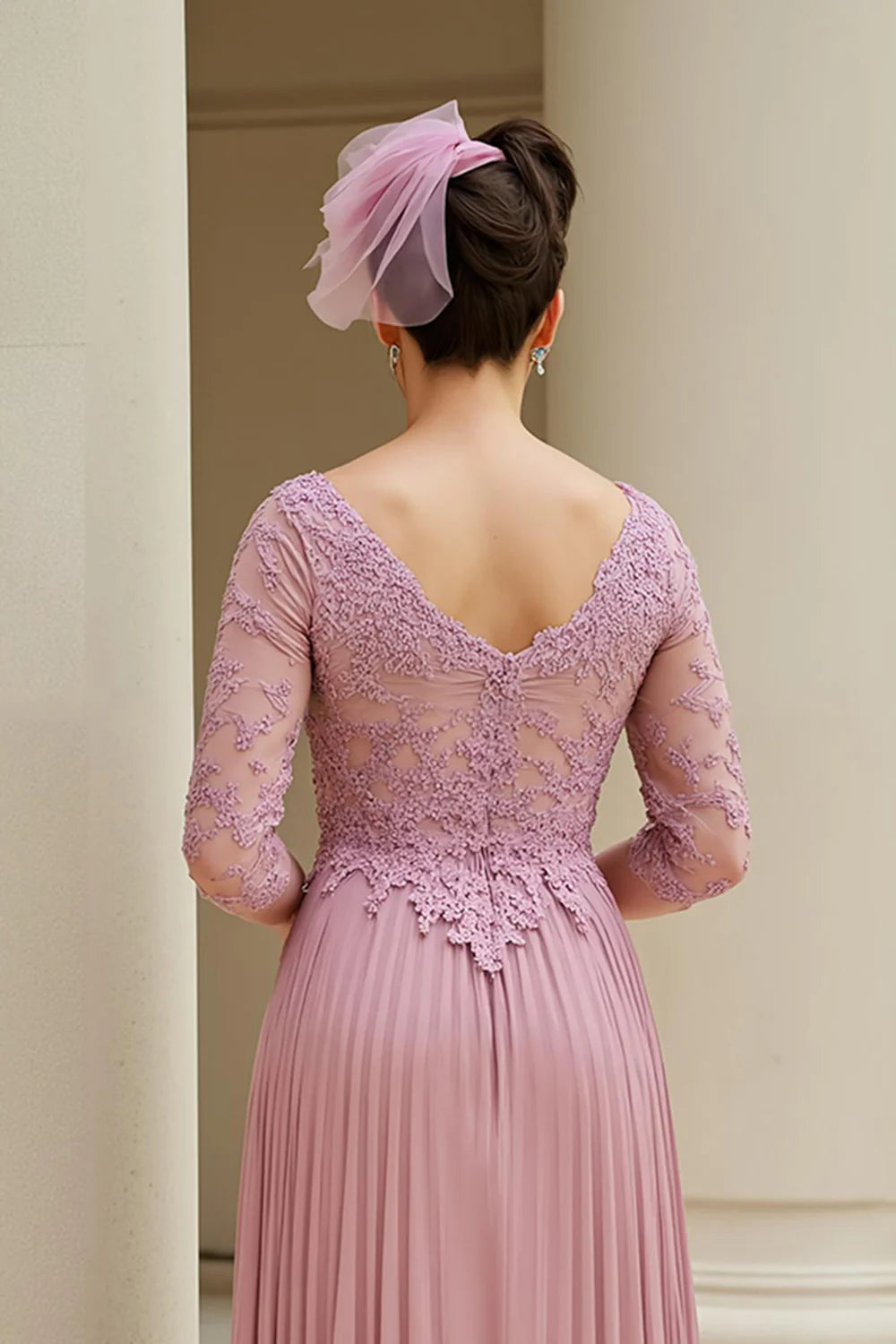 Trendy A Line V-Neck Sleeveless V Back Floor-Length Mother of the Bride Dress