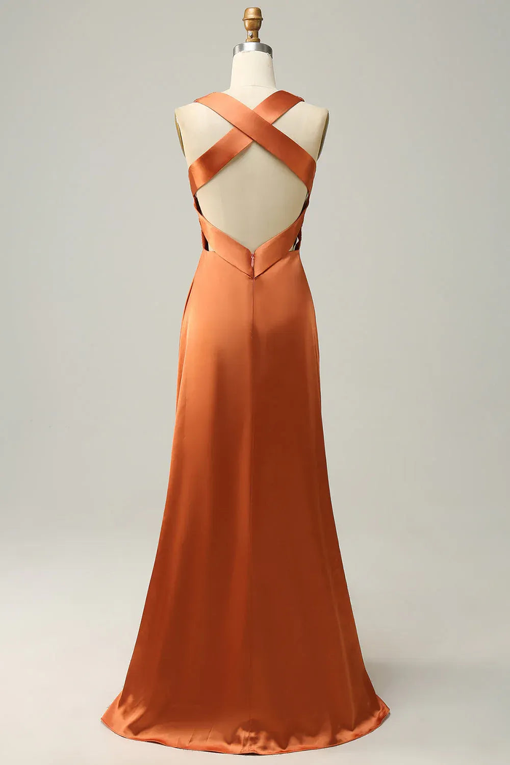 Trendy A Line V Neck Sleeveless Satin Ruched Floor-Length Prom Dress