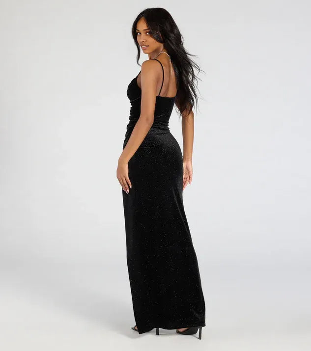 Trendy Bodycon Spaghetti Straps Sleeveless Open Back Floor-Length Prom Dress